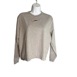 Nike Women’s Loose Fit Crewneck Sweatshirt Gray Leopard Print Swoosh Size M
